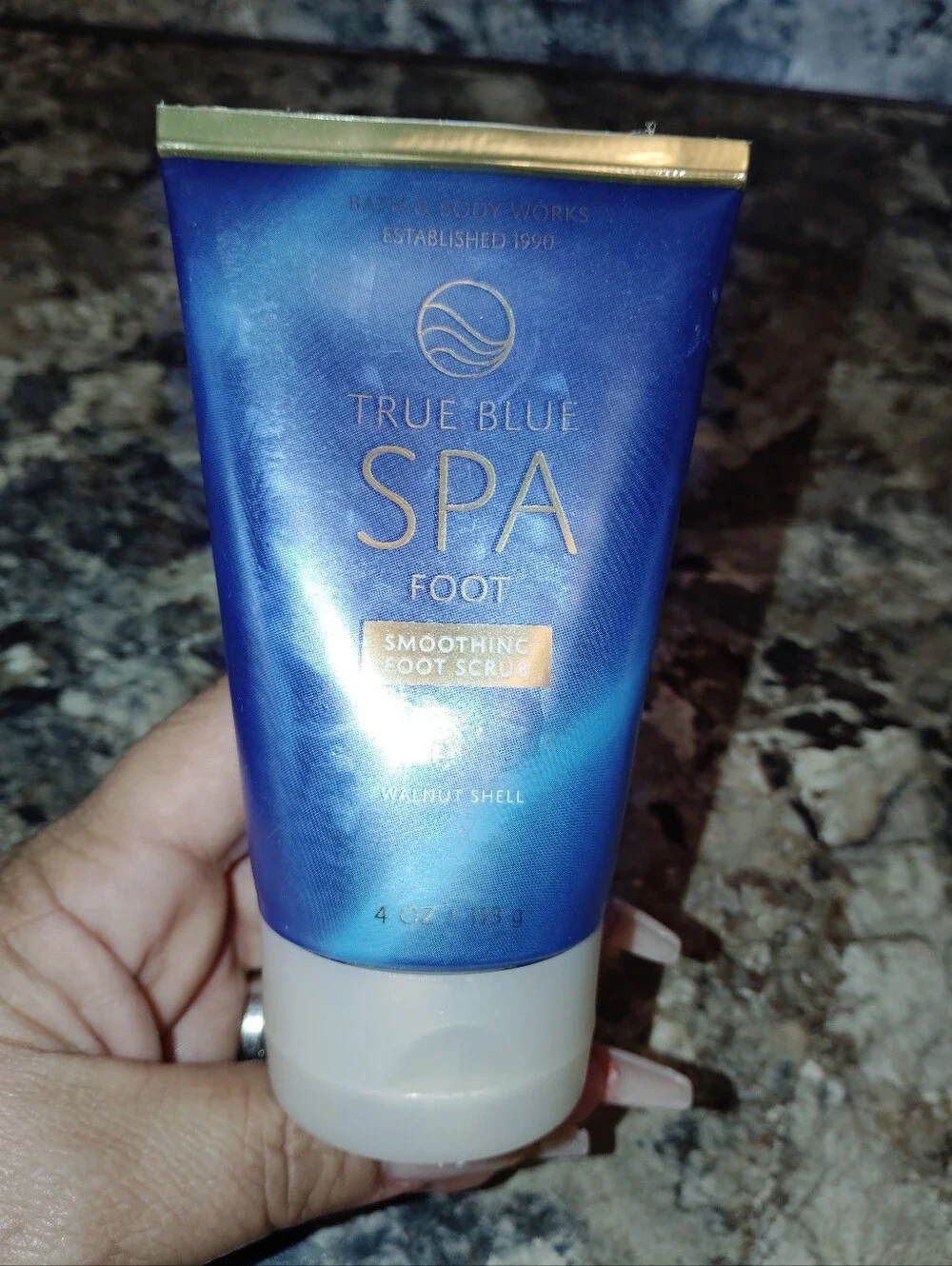 Bath & Body Works True Blue Spa Foot Smoothing Scrub - Blue & Gold New